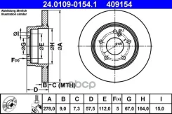 ���� ��������� ������ MB W204 07- /D=278MM Ate ���. 24.0109-0154.1 24010901541 ����