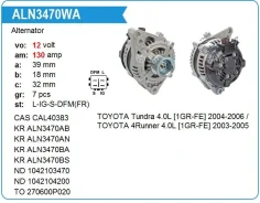 ��������� Toyota 1GR-FE Tundra, 4Runner, Land Cruiser 130amp KR Krauf ALN3470WA ����