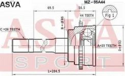 ���� �������� 23x65x26 ASVA MZ35A44 ����