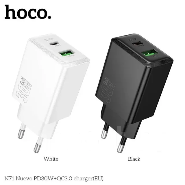 Сетевое зарядное устройство розетка HOCO N71 Type-C+USB PD30W быстрая ...