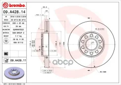 ���� ��������� Skoda Superb I (3U4) 12/01-03/08 / VW Passat B5 (3B2) 08/96-12/01 / VW Passat B5 Vari Brembo ���. 09. A428.14 09A42814 ����