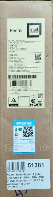 Xiaomi RedmiBook Pro 14. 14", ��� 16 ��, ���� 512���, WiFi: 1, Bluetooth: 1, ����������� �� 7��. ����