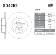���� ��������� ������! Nissan Qashqai II 14 Sangsin Brake SD4252 SD4252 ����