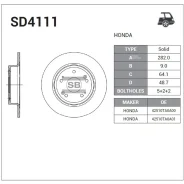 ���� ��������� (�����) Honda Accord 08-13 / Vezel 13-21 Sangsin Brake SD4111, ������ SD4111 ����