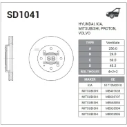 ���� ��������� Mitsubishi Galant 8804/Carisma 9506; Volvo S40 9504 Sangsin Brake SD1041 SD1041 ����