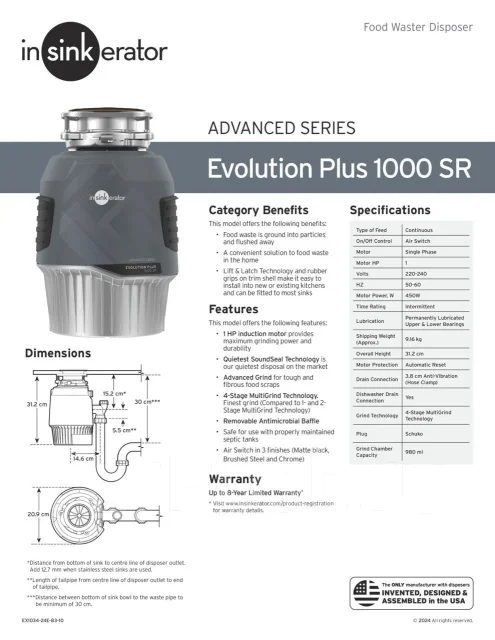 ������������ ������� ������� InSinkErator Evolution Plus 1000 SR ����