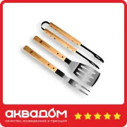 ����� ��������� Red Line 800 Degrees Stainless Steel BBQ Bamboo Tools Set ����