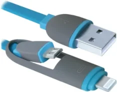 ������ DEFENDER LIGHTNING+MICRO USB TO USB2 1� USB10-03BP 87487 Blue ����