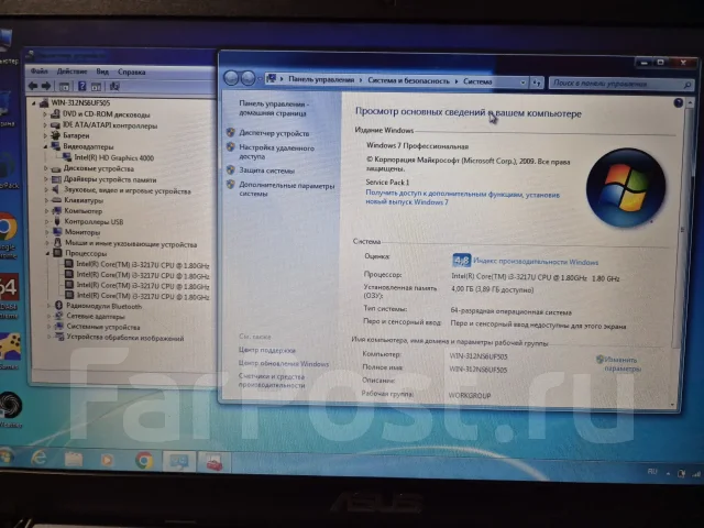 Asus. 15.6", 2����, ��� 4 ��, ���� 320���, WiFi: 1, Bluetooth: 1 ����