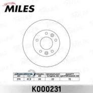 ���� ��������� KIA Carnival 2.5-2.9 99-01 ���. ����. D 274��. Miles K000231 K000231 ����