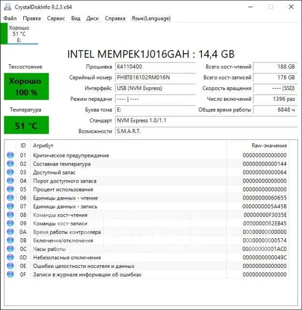 SSD M.2. 16���, ��������� M.2, PCI Express 3.0 x 2 NVMe ����