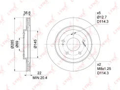 ���� ��������� ������������� (285x22) | ����� | LYNXauto BN1095 BN1095 ����