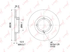 ���� ��������� ��������������� (236x12,5) ����� ����/��� | LYNXauto BN1359 BN1359 ����