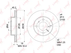 ���� ��������� ������������� (236x18) | ����� | Mitsubishi Carisma(DA) 1.6-1.9D 95-06 / Colt IV-V 1.3-1.8 92-03 / Lancer V-VI 1.3-2.0D 92-03 LYNXauto...