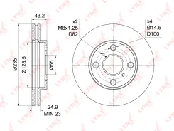 ���� ��������� ������������� (235x25) | ����� | Toyota Probox/Succeed 1.3-1.5 02- LYNXauto BN1182 BN1182 ����