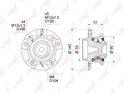 ������� ������ | ����� ����/��� | BMW 5 (E60, E61) 03-10 / BMW 6 (E63, E64) 04-10 LYNXauto WH1039 WH1039 ����