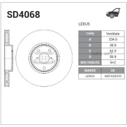 ���� ��������� ! �����. ���. 334x30/51-5x114 Lexus GS 3.0/4.3 05 Sangsin Brake SD4068 SD4068 ����