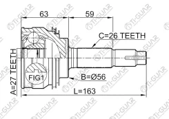 ���� �������� /Tiguar ��� Toyota Estima MCR#0 ACR#0, Camry 19901994, Lucida 1992 /27*56*26; TG9518; (TOE018A TO090 TG9518Z48) TO018 TO018A48 TO18 Tigu...