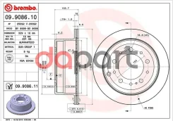���� ��������� (�����) Toyota Land Cruiser (J100) 98-07 / Lexus LX 98-07 / Toyota Land Cruiser Cygnu Brembo 09.9086.10, ������ 9908610 ����
