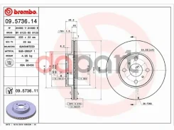 ���� ��������� �������� Toyota ������ Corolla ������� nze12# 00-06, Carib ����� ae95 94- Brembo 9573614 9573614 ����