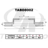 ��������� ���� (TA); TABD8002 (FR) Escudo TA01W, TD01W - 3DR (96-97)/Jimmy JB23W (FJ) 1.3 (98-), JB32/JB33W/43W (95-)/Grand Vitara FT, GT (97-05) Trus...