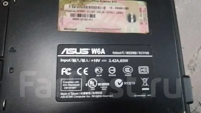 Asus W6A. 13.3", 2����, ��� 512 ��, WiFi: 1, Bluetooth: 1 ����