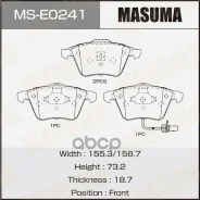 ������� �������� Masuma, AN-7053K, P85129 front (1/6) 8J0698151A, �8J0698151F, �8P0698151, �8P0698151A Masuma ���. MS-E0241, �������� MSE0241 ����