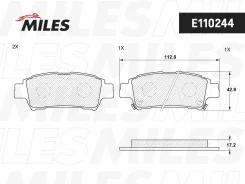 ������� ��������� ������ (��� �������) (����� Semi-Metallic) (Toyota Avensis Verso 2.0 01-/Previa 2.0-2.4 00-) (TRW GDB3249) E110244 Miles E110244 E11...