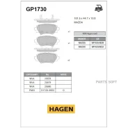 ������� ��������� Mazda 3 13- ����. (Hagen) Sangsin Brake GP1730 Sangsin Brake GP1730 GP1730 ����
