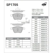 ������� ��������� �������� �������� �����:HI-Q AUDI A6 C5 (4B2) Sangsin Brake SP1705 SP1705 ����