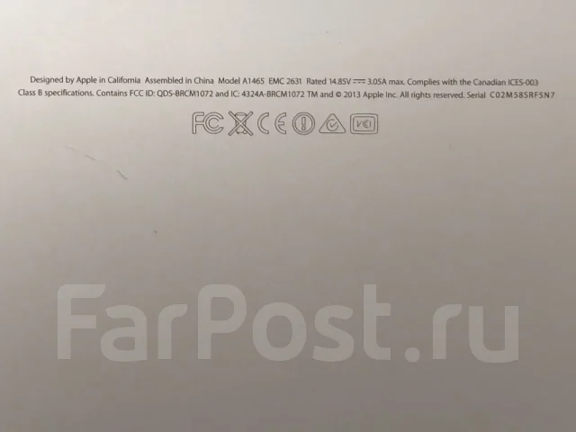 Apple MacBook Air 11 2013 Mid. 11.6", 1,3����, ��� 4 ��, ���� 500���, WiFi: 1, Bluetooth: 1, ����������� �� 1��. ����