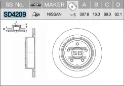 ���� ��������� Nissan Murano/Infiniti FX35/FX45 05- ������ d 190��. SD4209 Sangsin SD4209 SD4209 ����