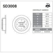 ���� ��������� ������ GM-Korea Magnus L6 R Sangsin Brake SD3008 Sangsin Brake SD3008 SD3008 ����