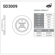 ���� ���������, �������� Sangsin Brake SD3009 DW Lacetti; Sangsin Brake SD3009 SD3009 ����