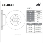 ���� ���������, �������� Sangsin Brake SD4030 Toyota 4Runner IV (N210)FJ Cruiser (GSJ10/15)Hilux ����� VIII (N110/120/130)Land Cruiser Prado III (J120...