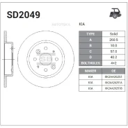 ���� ��������� ������ KIA Shuma I-II (1997-2004), Sephia II (1997-2004) Sangsin Brake SD2049 Sangsin Brake SD2049 SD2049 ����