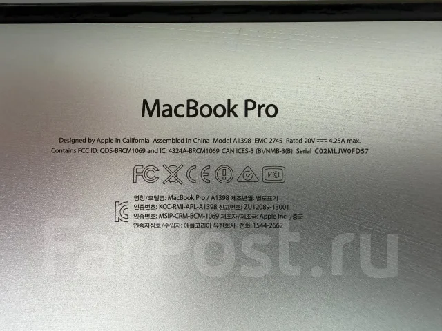 Apple MacBook Pro 15 2013 Late. 15", 2,3����, ��� 16 ��, ���� 500���, WiFi: 1, Bluetooth: 1, ����������� �� 4��. ����