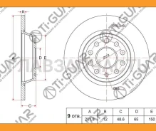 ���� ��������� /������ /TI-GUAR ��� Octavia 2005-, YETI 2009-, Volkswagen GOLF V /VI 2005-, Passat, Tiguan 2007-; 281.8/12��; TG-1K0615601AD; (RN1227...