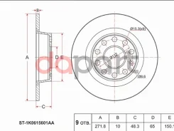 ���� ��������� (���) Audi A3 03-19 / Skoda Octavia 04-20 / Volkswagen Golf 08-19 / Jetta 05- / Passa SAT ST-1K0615601AA ST1K0615601AA ����