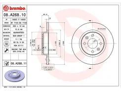���� ����. ���. [259x12] 4 ���. Renault Logan/Dacia 1,4-1,6 � ABS (04-) Brembo 08A26810, �������� 08A26810 ����