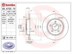 ���� ��������� (�����) Ford Focus 10 Brembo 08. A725.10, ������ 08A72510 ����