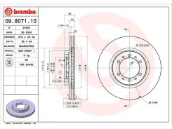 ���� ��������� (�������) Mitsubishi Delica 89-99 / L200 96-06 Brembo 09.8071.10, �������� 09807110 ����