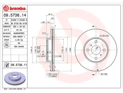 ���� ��������� (�������) Toyota Corolla (E120) 00-07 / Corolla Fielder 00-06 Brembo 09.5736.14, �������� 09573614 ����