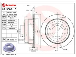 ���� ��������� (�����) Toyota Land Cruiser (J100) 98-07 / Lexus LX 98-07 Brembo 09.9086.10, ������ 09908610 ����