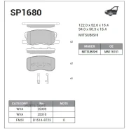 ������� ����. �������� Hi-Q Mitsubishi COLT IV (Z27A) 02-09 Sangsin Brake SP1680 Sangsin Brake SP1680 SP1680 ����