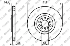 ���� ��������� /�������� /Tiguar ��� AUDI TT 19982006, Skoda Octavia RS 20012006; 312/25��; TG8N0615301A RN1116 8L0615301 JZW615301G Tiguar TG8N061530...