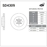 ���� ��������� Mitsubishi COLT 1.8 9297/Lancer R14 1.3-1.8(GEN) 00 �������� Sangsin Brake SD4309 SD4309 ����