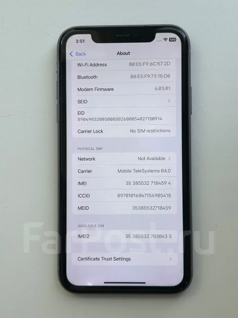 Apple iPhone 11. �/�, 128 ��, ����������, 4G LTE, Dual-SIM, ����������, NFC, eSIM, ������� �������, ������������ ������� ����