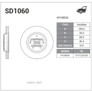 ���� ��������� Hyundai Sante Fe/Trajet 2.4/2.7 00 SD1060 Sangsin Brake SD1060 SD1060 ����