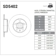 ���� ��������� ������ Volkswagen Jetta 00-05 R SD5402 Sangsin Brake SD5402 SD5402 ����